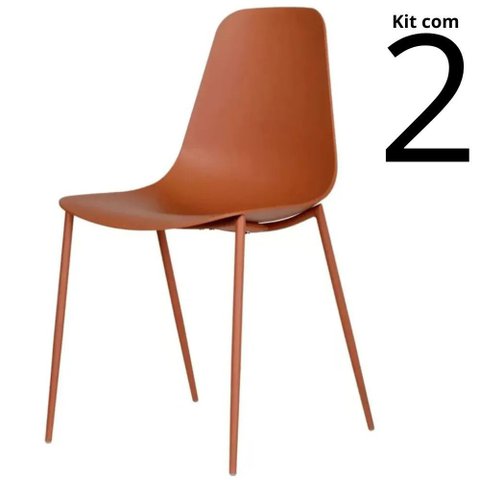 Conjunto 2 Cadeiras Miami Base em Aço - Terracota