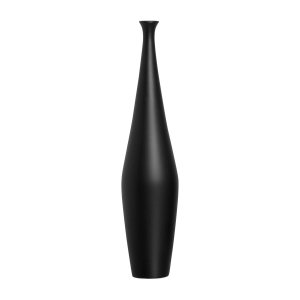 Vaso de Chão Grande Garrafa Faenza de Cerâmica Preto Fosco 61x14x14 cm