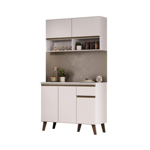 Armário de Cozinha Compacta Atlanta Jolie 2 Portas 1 Gaveta 105cm Branco Móveis Carraro