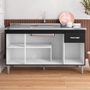 Ver imagem 2 de Balcão Gabinete de Pia Gabriela 4 Portas 1 Prateleira MDP 145cm Preto