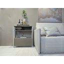 Ver imagem 2 de Aparador Multifuncional com Porta Basculante Mesinha, Mesa de Apoio,  Sala, Cozinha Branco e cinza