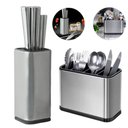 Ver imagem 2 de Kit Cepo Suporte de Facas e Escorredor Porta Talheres Inox