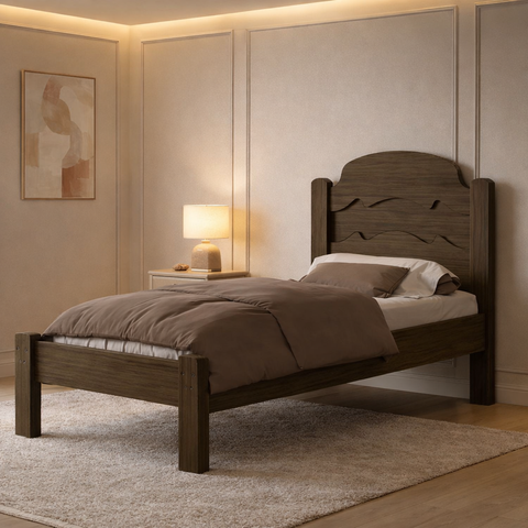 Cama para Quarto de Solteiro Mdf Estilo Padrão com Pés Alto Iris:castanho
