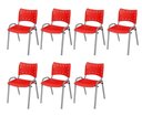 Ver imagem 2 de Cadeira Iso Base Cinza Escola, Escritório Vermelho Kit 7 Un