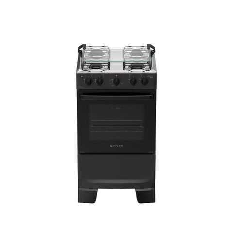 Fogão 4 Bocas Atlas Mônaco Plus Automático Mesa Inox Preto Bivolt