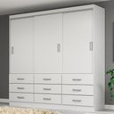 Ver imagem 1 de Guarda-roupa Casal Honduras 3 Portas 9 Gavetas Branco - Pnr Móveis