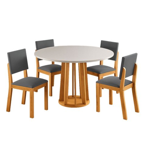 Mesa de Jantar 4 Lugares Darina Mel/Blonde/Cinza - Viero Móveis