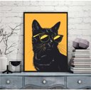 Ver imagem 1 de Quadro Decorativo Gato de Óculos Escuro 45x34cm:moldura Preta