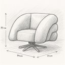 Ver imagem 5 de Poltrona Giratória que Balança Eduarda Orgânica Redonda Veludo