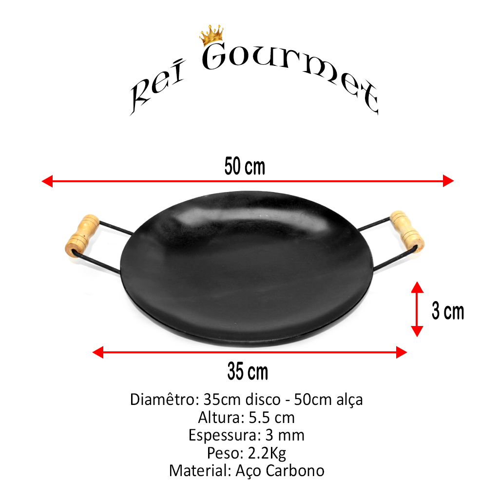 Tacho Disco de Arado 35cm com alça para porções em geral:35cm - 2