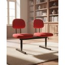 Ver imagem 1 de Cadeira Longarina 2 Lugares Sala de Espera Tecido Vermelho