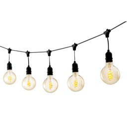 Cordão LED String Light Varal Preto 10 Lâmpadas 5M Uso Externo DELIS - 1 Cordão LED String Light Varal Preto 10 Lâmpadas 5M Uso Externo DELIS - 1