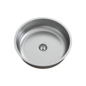Cuba para Pia de Cozinha em Aço Inox Redonda 37x37x10cm Alto Brilho com Válvula GhelPlus