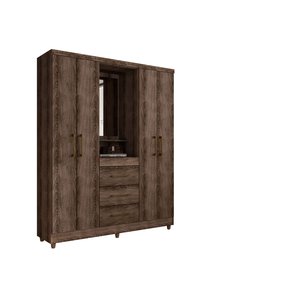 Guarda Roupas Casal Capela Lyon C/ Espelho Cor Ypê