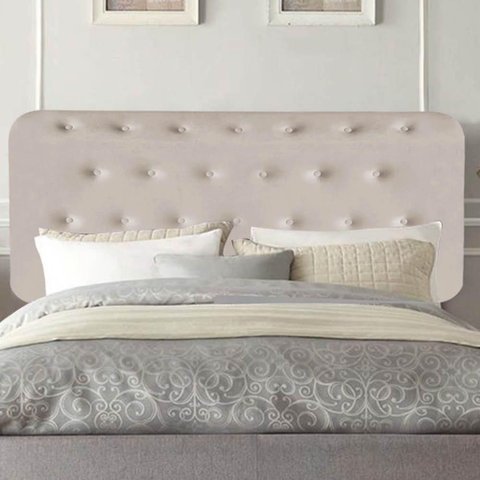 Painel Estofado Brenda Queen Size Madeira Maciça Suede Bege Gat Magazine