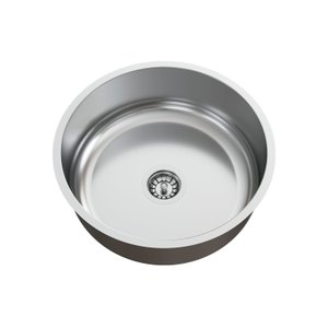 Cuba para Pia de Cozinha em Aço Inox Redonda 37x37x14cm Alto Brilho com Válvula GhelPlus
