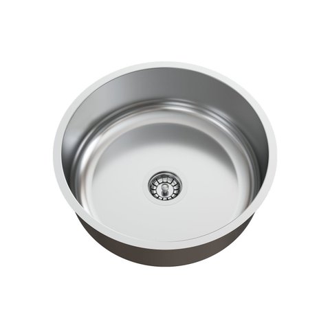Cuba para Pia de Cozinha em Aço Inox Redonda 37x37x14cm Alto Brilho com Válvula Ghelplus Cinza