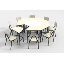 Ver imagem 2 de Conjunto Escolar Oitavado Juvenil Branco / Bege
