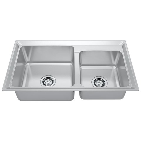 Cuba para Cozinha Gourmet Pia Dupla Aço Inox 79x43x21cm Acetinado Ghelplus Cinza