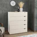 Ver imagem 1 de Cômoda 5 Gavetas Porto Branco Creme Politorno Móveis