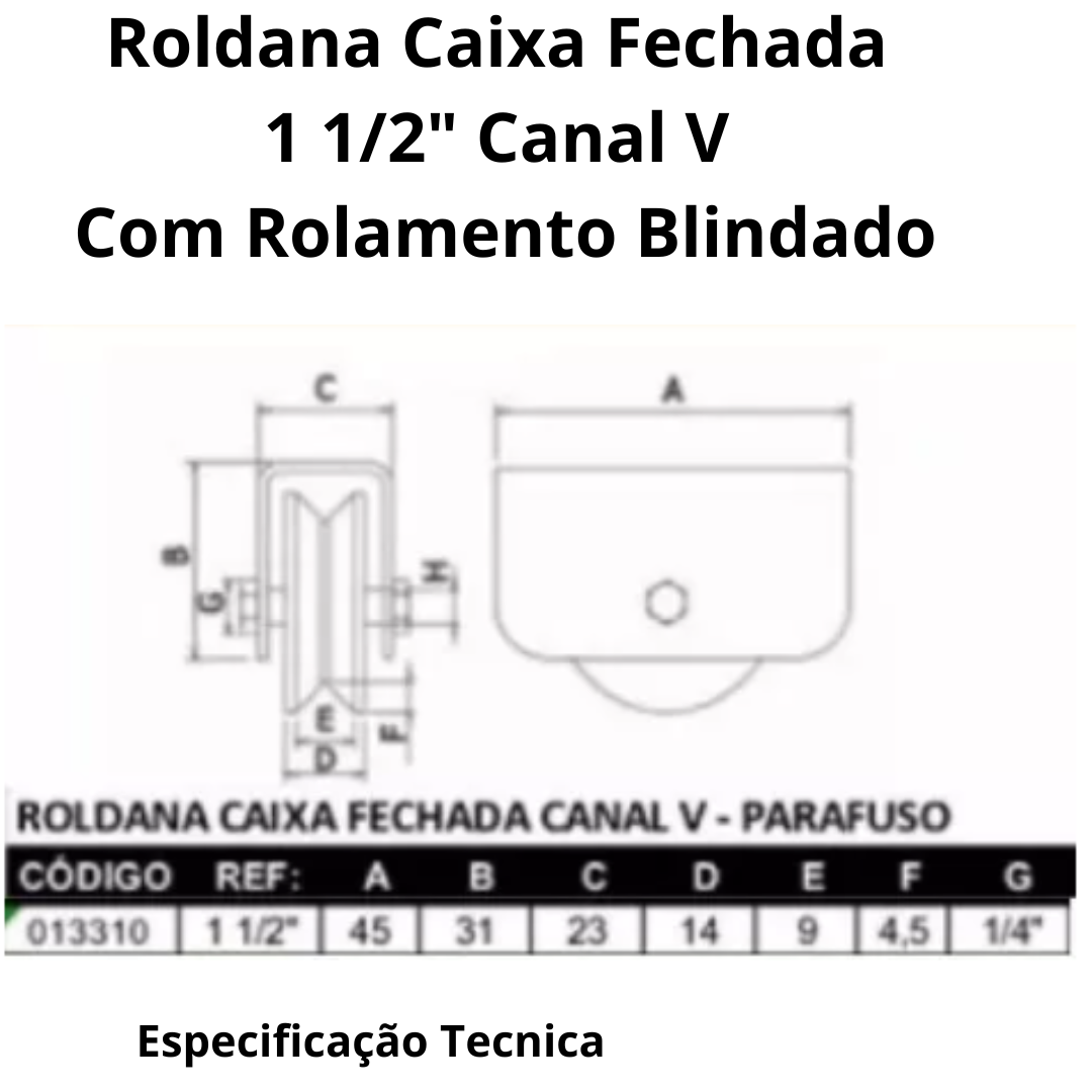 Roldana Caixa Fechada 1 1/2" V Kit Com 4unidades - 4