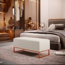 Ver imagem 2 de Puff Decorativo Sala De Estar Cléo 90cm Base De Ferro Cobre W01 Linho Champagne - Lyam Decor