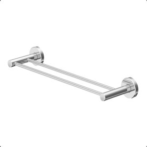 Porta Toalha Duplo de Banheiro 45cm Grego Metal Acessório Suporte Redondo Alto Brilho Athenas