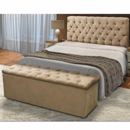 Kit Cabeceira e Calçadeira Mirage 160 Cm Suede Bege - Fm - 2