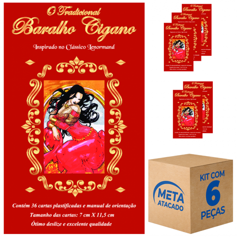 KIT c/ 6 O Tradicional Baralho Cigano 36 cartas plastificado