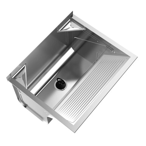 Tanque para Lavanderia em Aço Inox de Parede Avulso 500 Super com Suporte 60,8x50,6x43,4cm 68 Litros