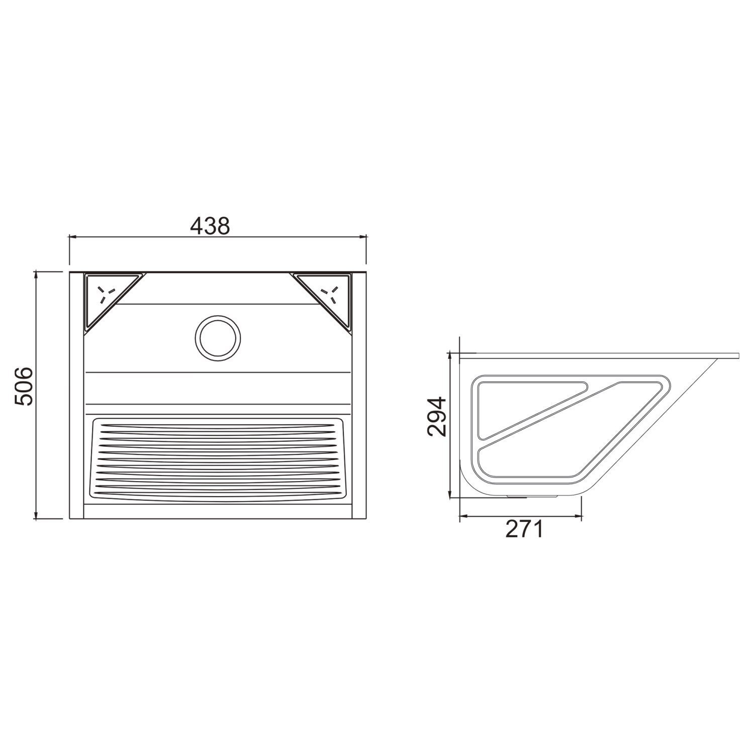 Tanque para Lavanderia em Aço Inox de parede avulso Mini com Suporte 43,8x50,6x29,4cm 32 Litros GhelPlus - 2