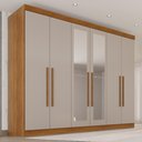 Ver imagem 1 de Guarda-Roupa Casal 100% MDF com Espelhos 6 Portas e 6 Gavetas 274cm Multimóveis Cinamomo/Off White