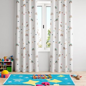Cortina Tecido Microfibra 240cm X 230 Arco Iris Kids