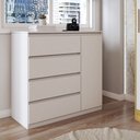 Ver imagem 1 de Cômoda Luna 1 Porta 4 Gavetas Branco Neve - Panorama Móveis