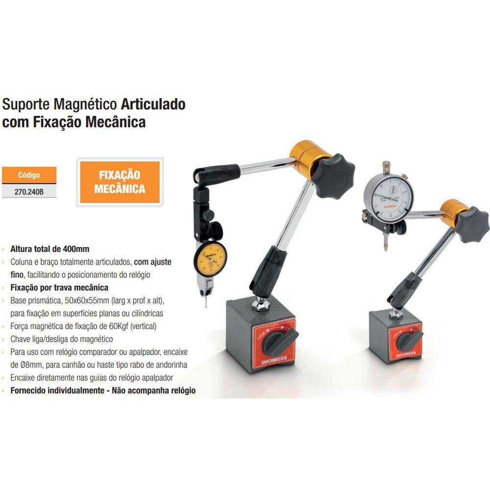 Base Magnética Articulada Braço com Ajuste Fino + Relógio Comparador de 0 a 10 Mm - 2