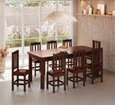 Ver imagem 1 de Mesa de Jantar Safira 200x88 com 8 Cadeiras Diamante Estofado Marrom:castanho