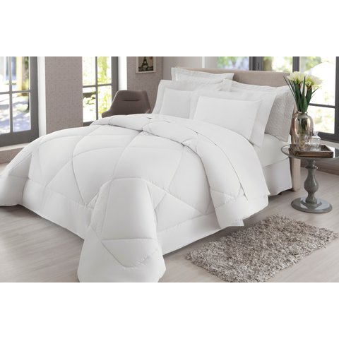 Edredom Solteiro 2,50x1,80m Naturalle Acetinado Branco