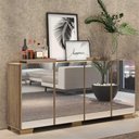 Ver imagem 7 de Aparador Buffet 4 Portas Com Espelho E Pés Quadrados Vegas V3560 Rustic/Natural Rustic/Natural