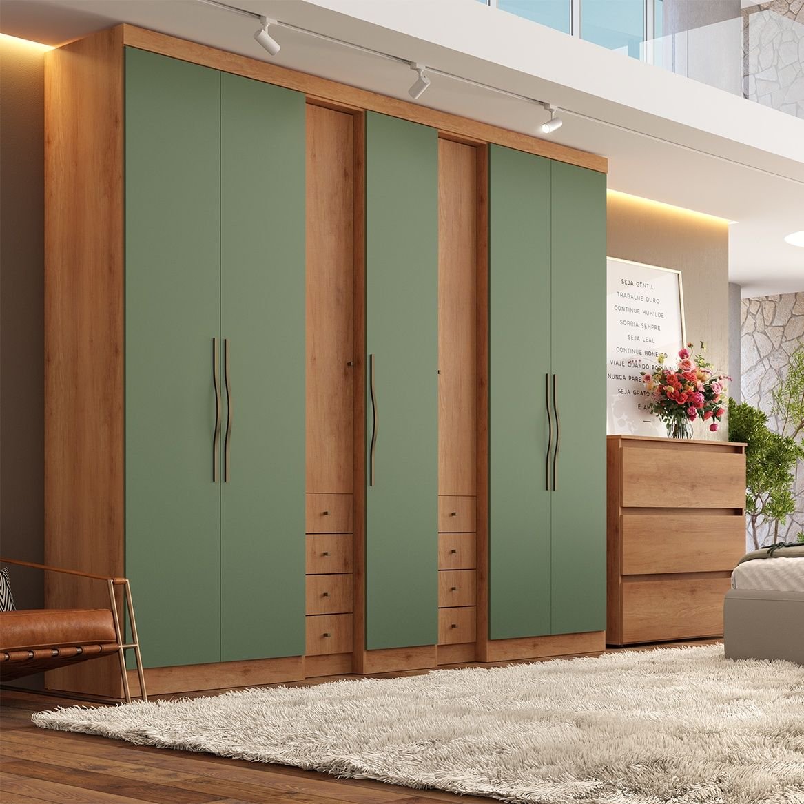 Guarda-Roupa Casal 7 Portas 8 Gavetas 270x55x233cm Absolut New