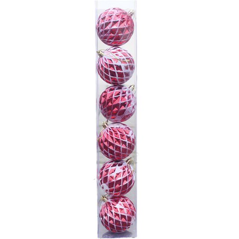 Kit 6 Bolas de Natal Enfeite Árvore de Natal 75mm Vermelha