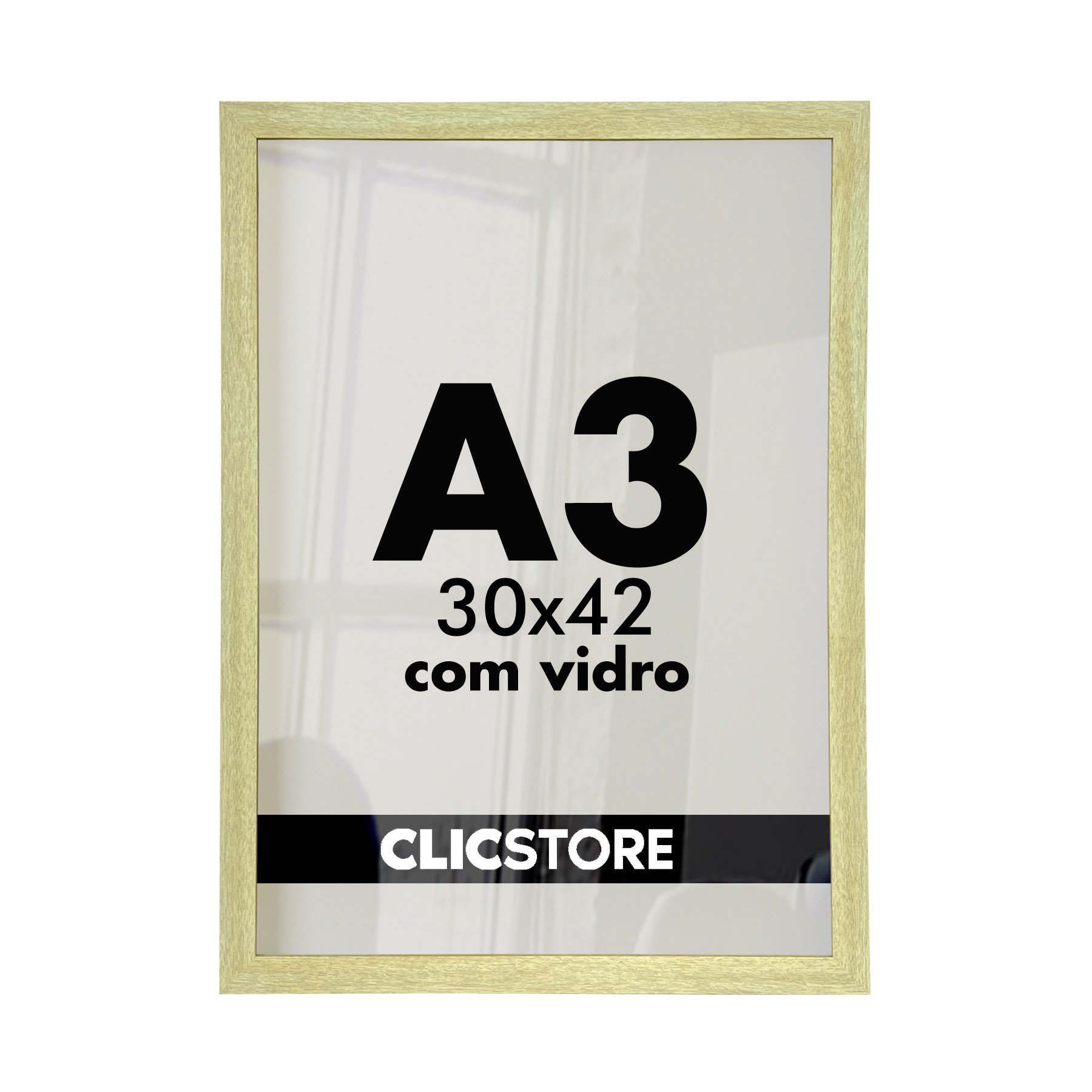 Moldura A3 30x42cm com Vidro e Fundo Quadro Diploma Alvará Retrato Impressão Fotografia:carvalho