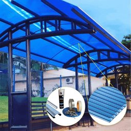 Kit Policarbonato Azul 6mm 4,00m X 6,00m - Perfis Naturais - 2
