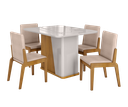 Ver imagem 2 de Conjunto Mesa com 4 Cadeiras Harmonia Marrom/Marromle/Off White