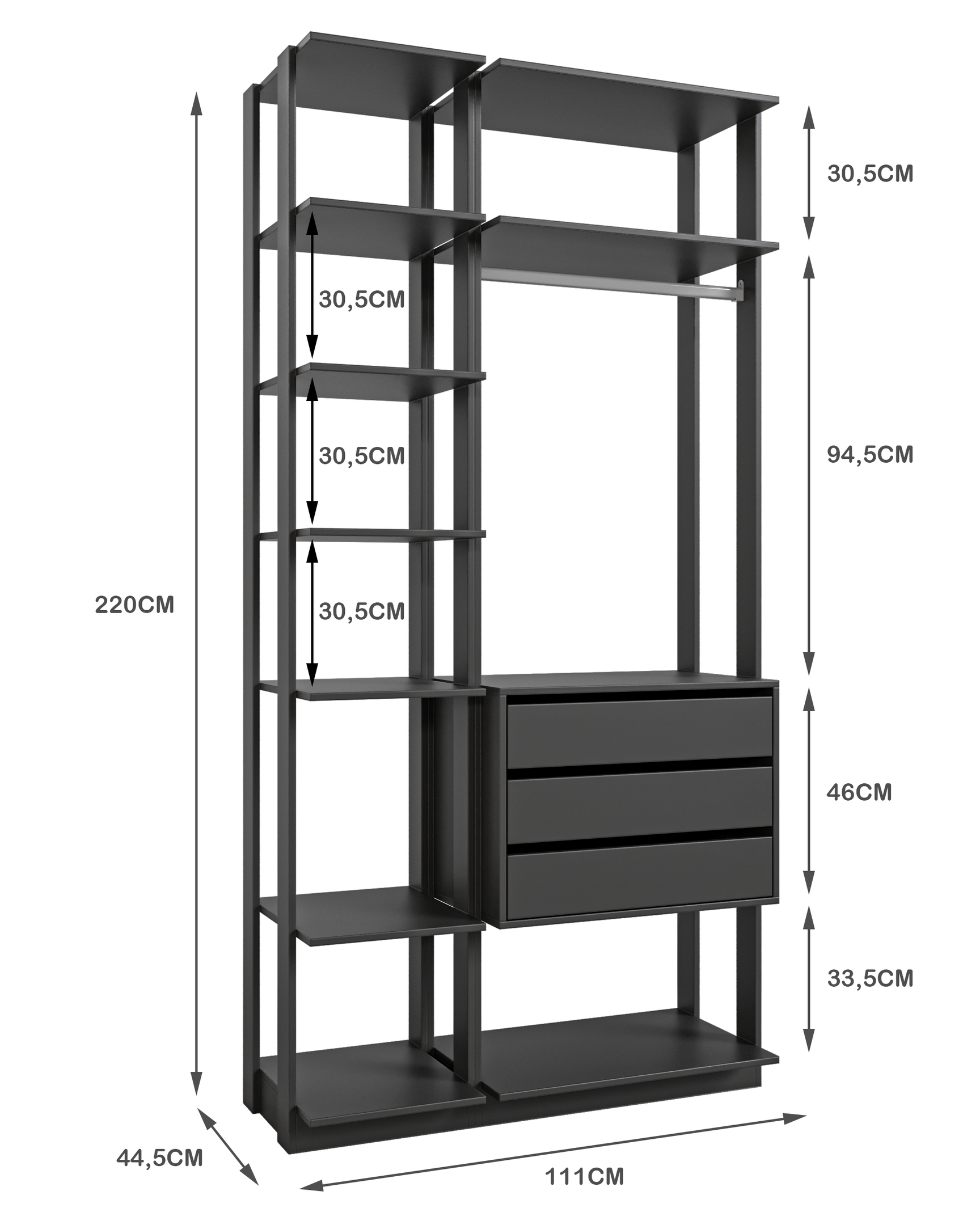 Módulo para Closet 6 Prateleiras 3 Gavetas  - 5