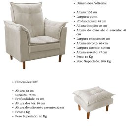 Poltrona de Amamentação Loana com Puff Suede:bege - 6