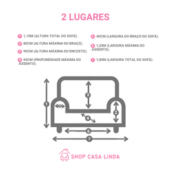 Capa de Sofá Coladinha Kit 2 Lugares Azul Marinho - 2