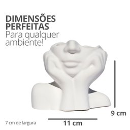 Vaso Decorativo Mão no Rosto 11cm Cimento Artesanal - Palha - 4