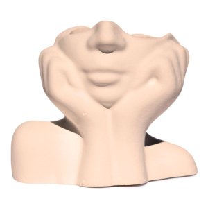 Vaso Decorativo Mão no Rosto 11cm Cimento Artesanal - Palha