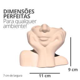Vaso Decorativo Mão no Rosto 11cm Cimento Artesanal - Palha - 3
