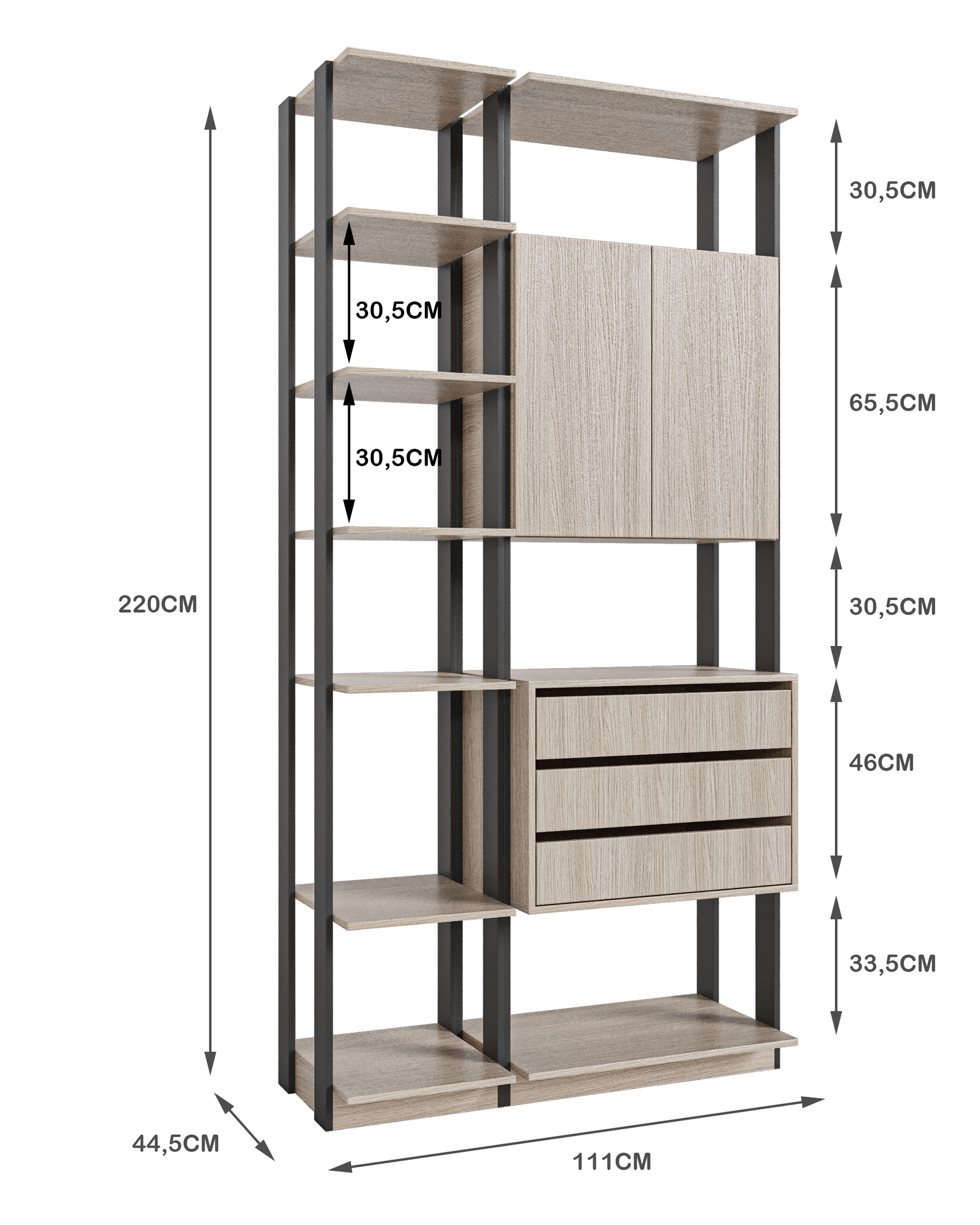 Módulo para Closet 2 Portas 3 Gavetas  - 6